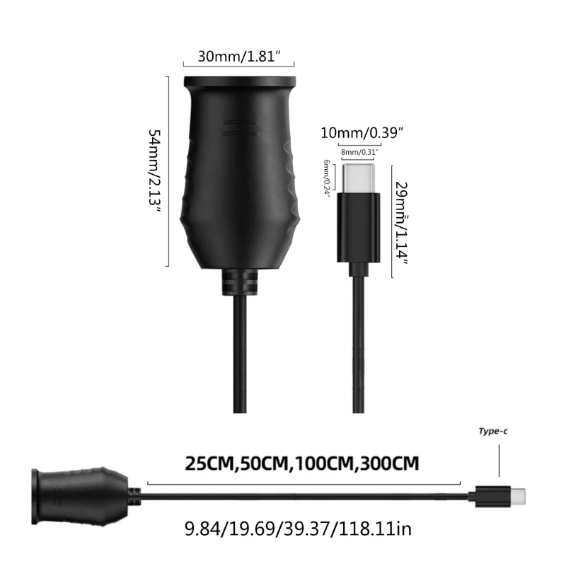 Type-C オス 15V 車のシガー ライター アダプター USB C オス 車のシガー ライター ソケット メス変換ケーブル
