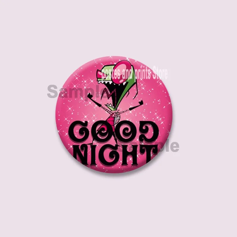 Anime Invader Zim Enamel Pin Cute Custom Green Alien Round Brooches on Bag Shirt Accessories Lapel Badge Funny Jewelry Gifts