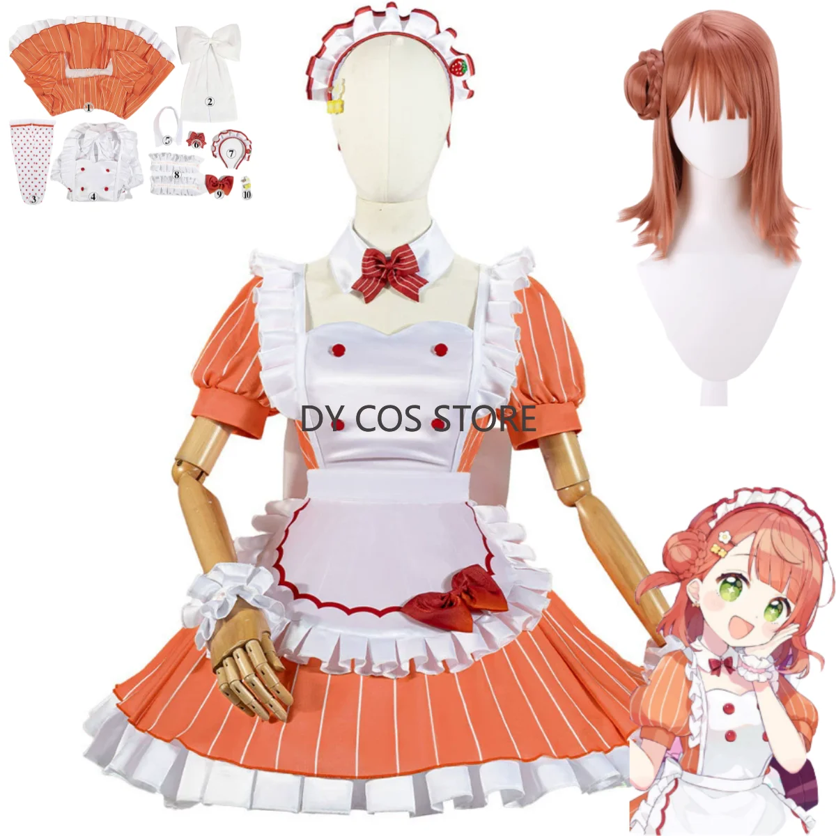 

Аниме Lovelive AiScReam Uehara Ayumu Косплей Костюм Парик Платье Горничной Юбка Лолиты Парик Женщина Kawaii Хэллоуин Рождественский Костюм