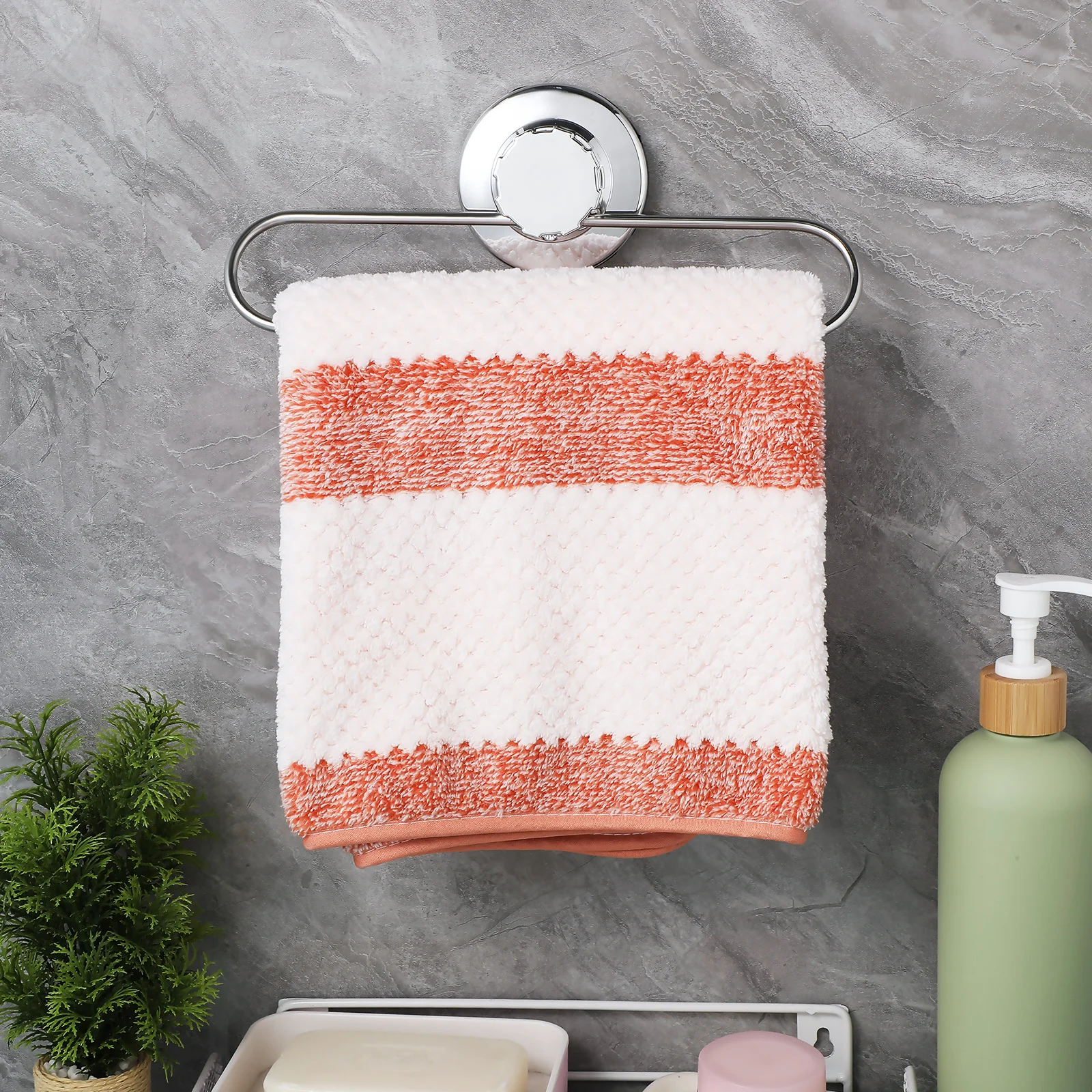 

Heavy Duty Suction Towel Rack Easy Clean Smooth Finish Wall Mount Towel Hanger for Bathrobe Dishcloth Clothing in