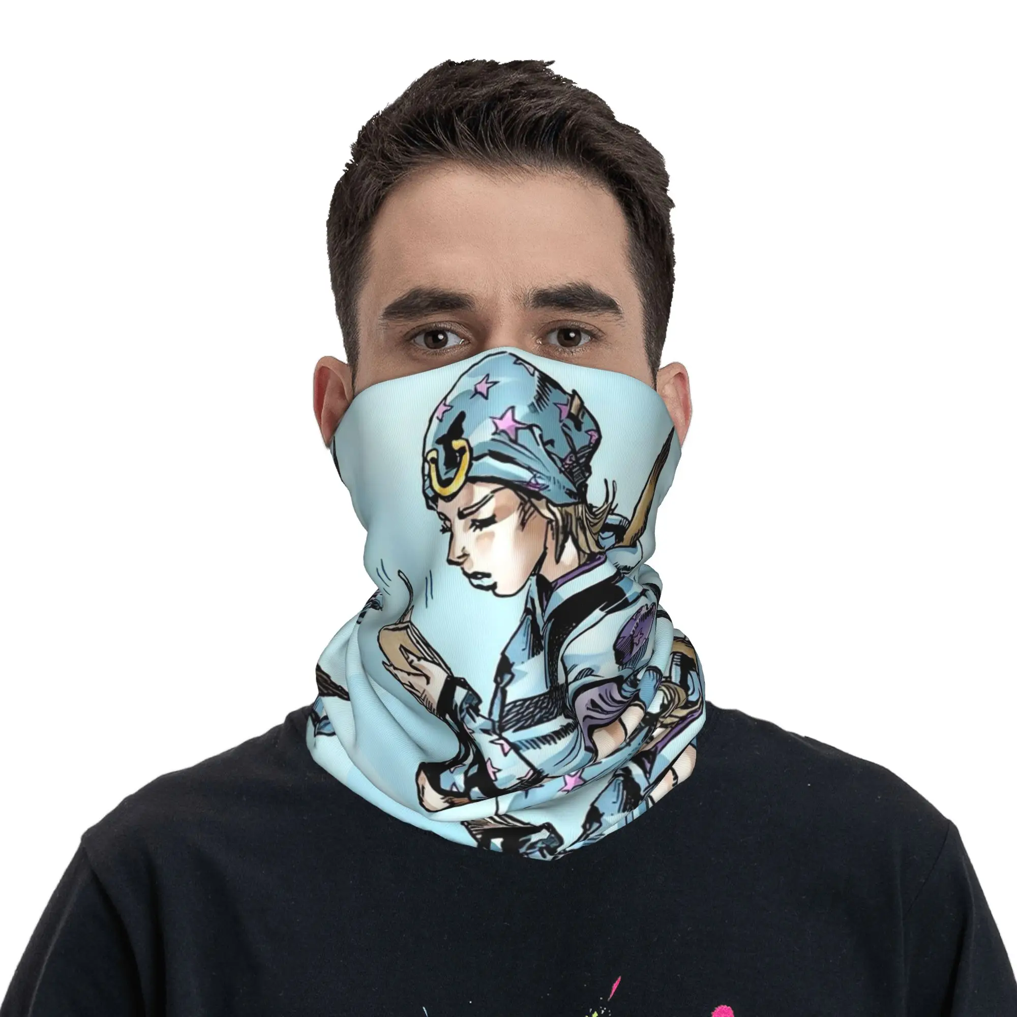 Anime Johnny Joestar JoJo's Bizarre Adventure Bandana Neck Cover Printed Face Scarf Headband Riding For Men Women Windproof