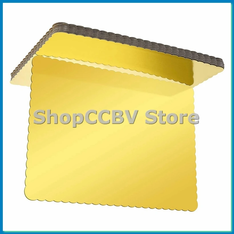 20 Pack Rectangle Cake Board Disposable Cardboard Cake Bases, 25 X 34cm Gold Foil Quarter Cake Sheet for Baking Gold-A55K