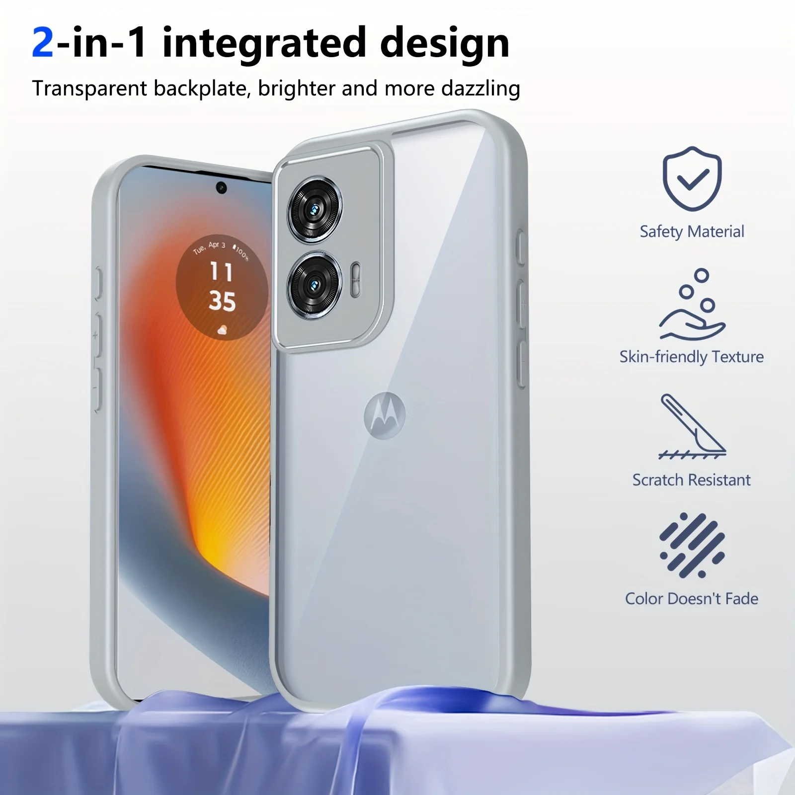 

For Motorola Moto G85, G05, G15, G75 5G Edge 60 Fusion Pro Case Simple Transparent Acrylic Anti-drop Bumper Funda