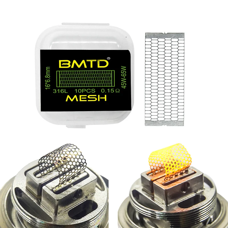 AosVape BMTD PreBuilt Coils A1 SS316 NI80 Grid Mesh Style Coil Wire For Kylin M RTA Wotofo Profile RDA