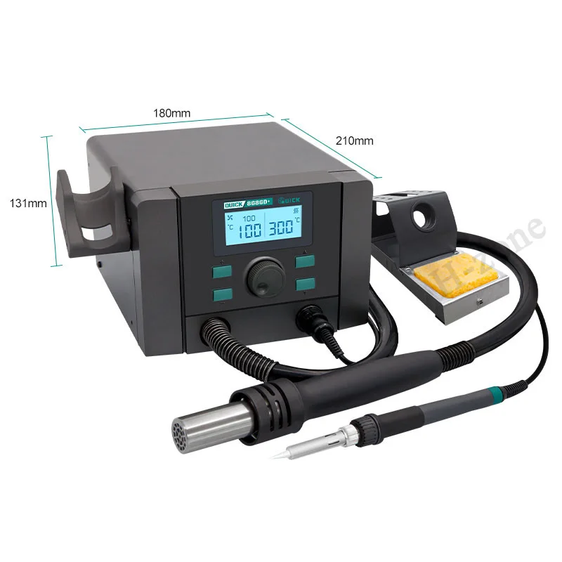 QUICK 8686D+ 1000W SMD Soldering Station Quick Heat Electric Heat Gun 2 in 1 LED Display Electric Soldering Iron BGA Rework Tool