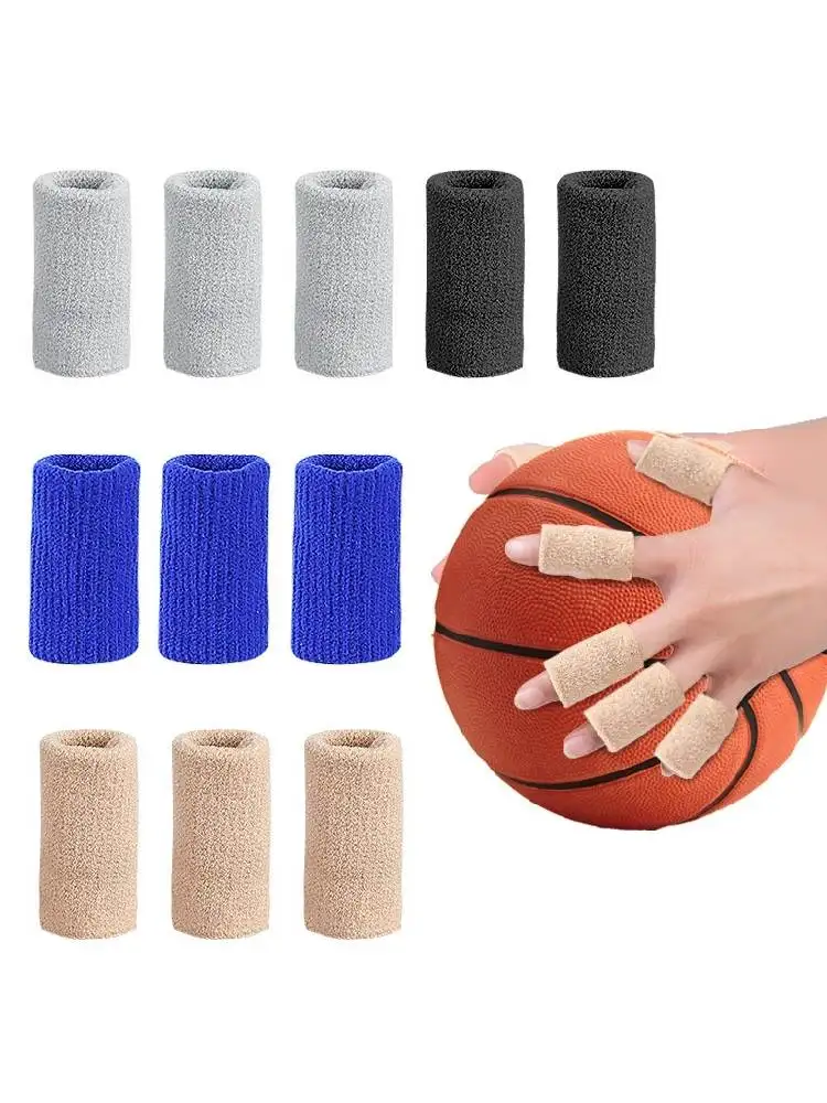 10pcs Elastic Knitted Finger Protectors Finger Brace Support Finger Guards Sports Finger Protective Sleeves Covers