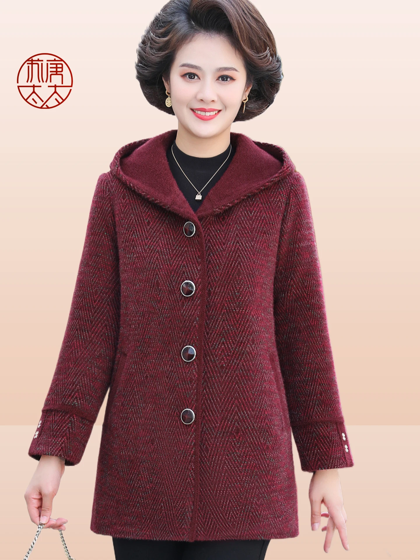 

Модное утепленное пальто с капюшоном на флисовой подкладке для женщин среднего возраста, осенне-зимняя теплая хлопковая верхняя одежда