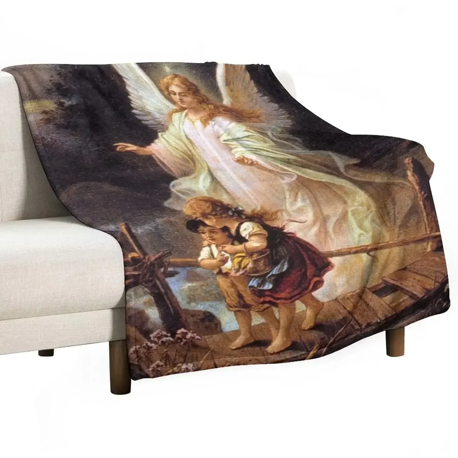 guardian angel Throw Blanket Heavy Soft Retros Shaggy Flannel for sofa Blankets