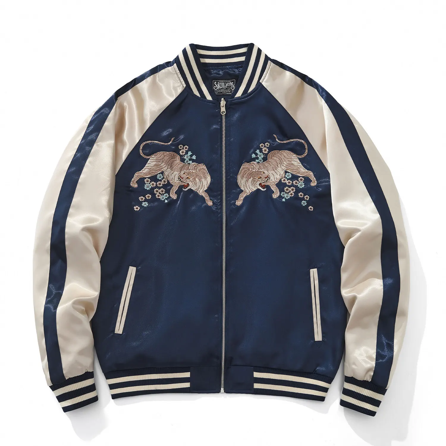 Asian Japanese Sukajan Style Embroidered Souvenir Jacket Outerwear Coat Embroidery Men's and Women's Baseball for Couples