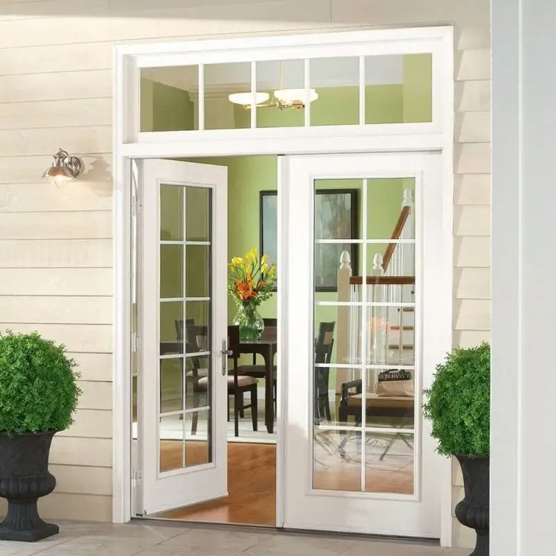 Latest Design Household French Entrance Door All Weather Aluminum Frame Glass French Double Doors Anti Theft Design French Doors