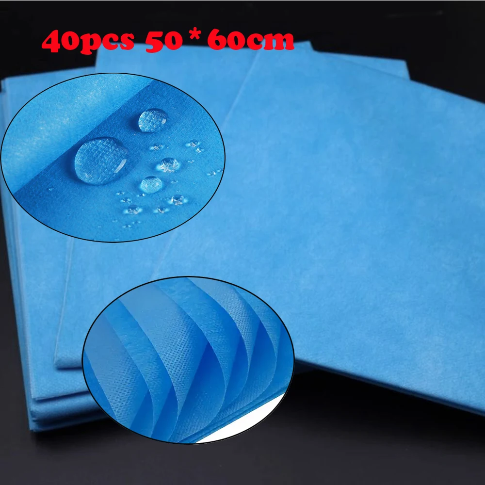 

40 шт./пакет одноразовые хирургические шторы хирургический лист синее хирургическое полотенце нетканый стерильный лист с отверстиями 500*60 см