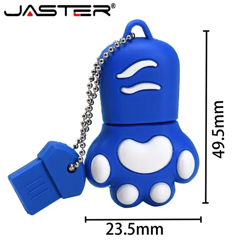 JASTER Cute Cat Claw USB Flash Drive 64GB Cartoon Memory Stick 32GB Creative Gift Pen Drive 16GB Pink Silicone External Storage image 2