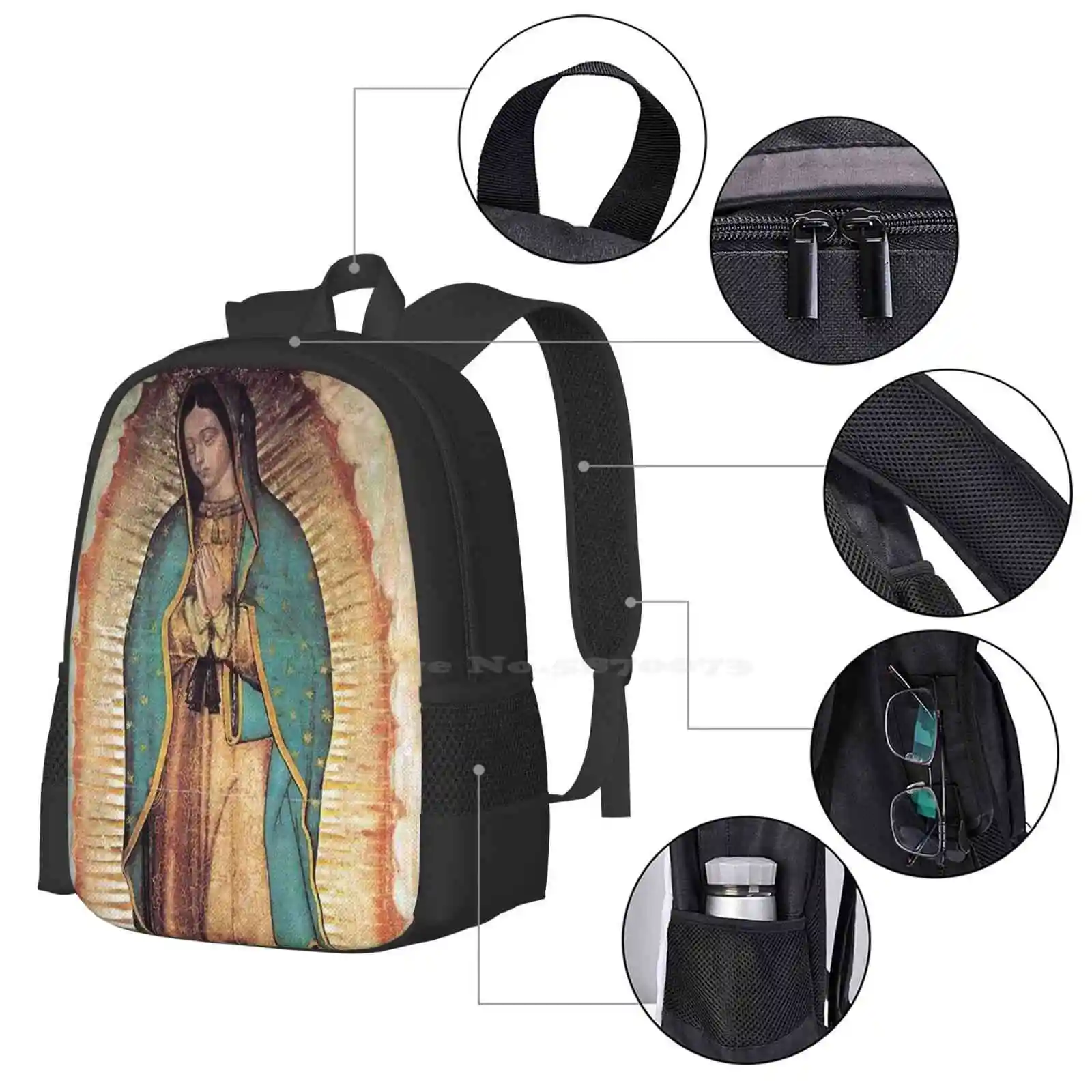 Originele Foto Van Onze Dame Van Guadalupe Hete Verkoop Schooltas Rugzak Modetassen God Religieus Katholicisme Geloof Gebedsbijbel