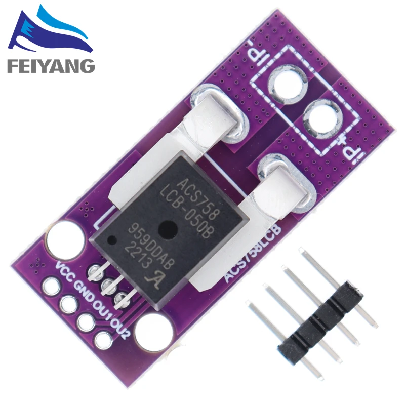 50A 100A Hall Current Sensor Module Linear Analog AC DC 3.3V-5V ACS758 ACS758LCB-050B 100B-PFF-T For Arduino RC Model Connector