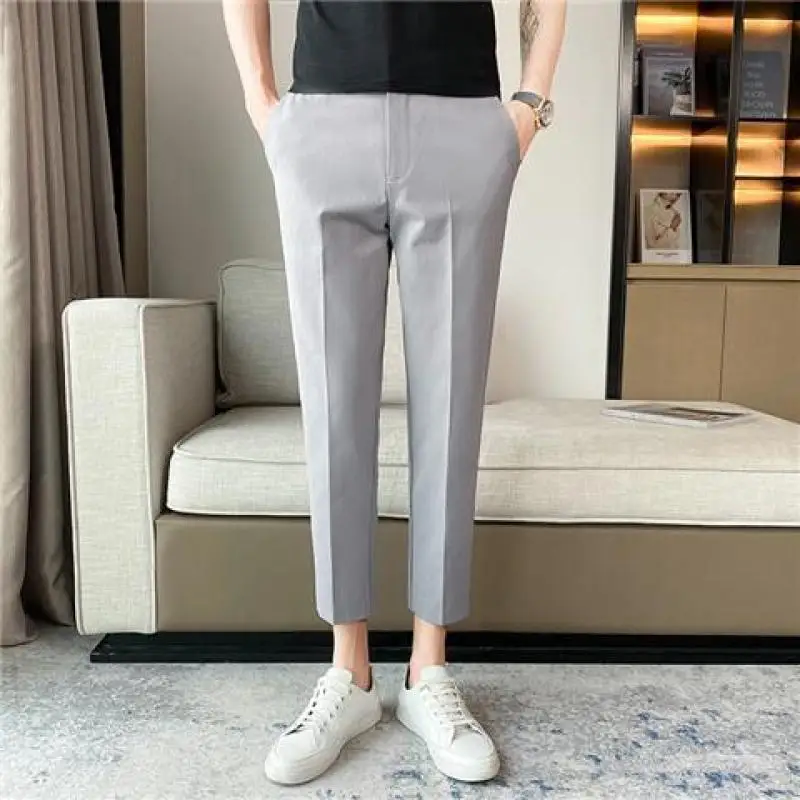 2024 Summer Trend Fashion Minimalist Solid Color Slim Fit High Waisted Straight Leg Business Casual Versatile Harlan Suit Pants