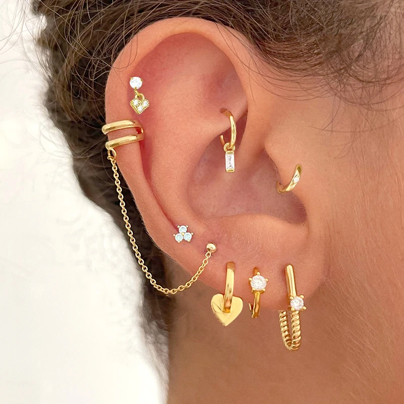 925 Sterling Silver Ear Needle Hoop Earrings Crystal Circle Small Huggie Earrings for Women Simple Females Girls Jewelry