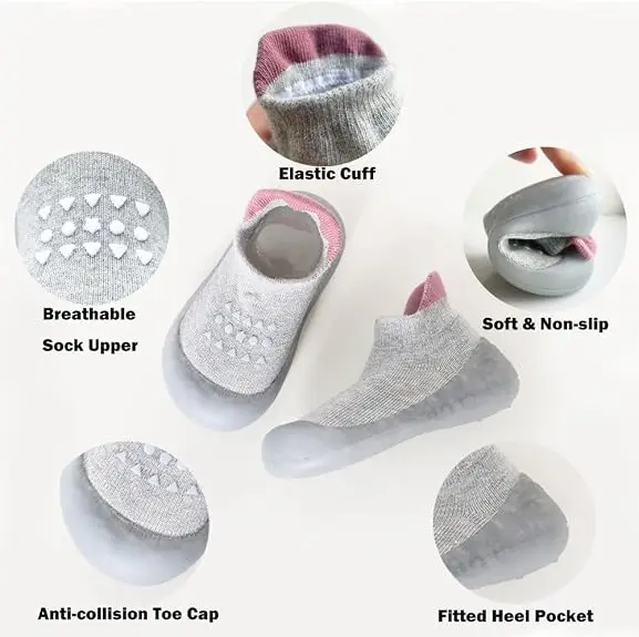 Baby-Socken-Schuhe für Jungen und Mädchen, rutschfeste Gummisohle, erste Schuhe für Kleinkinder, atmungsaktive, elastische, weiche Hausschuhe für Babys. – Detail 6
