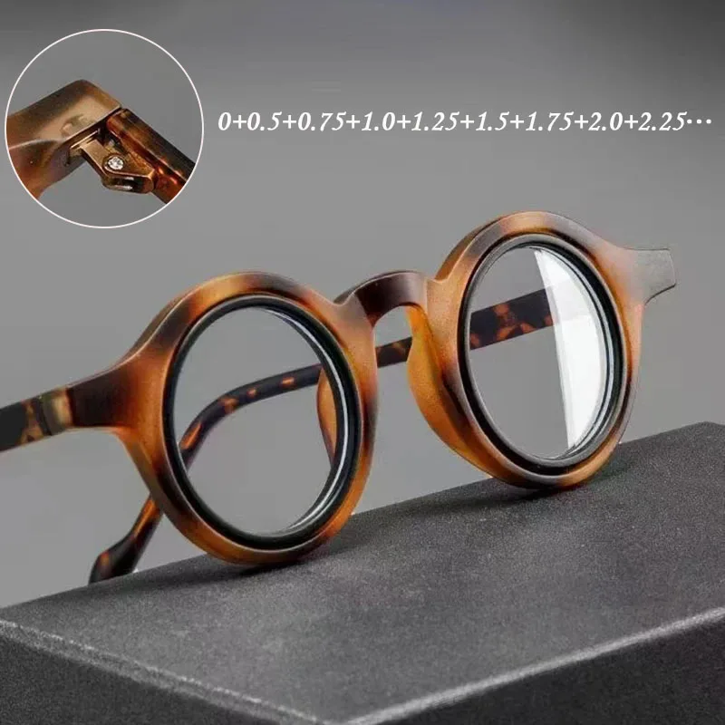 0+0.5+0.75+1.25+1.75+2.25…Transparent Round Reading Glasses Anti Blue Light Eyeglass Lenses Solid Color High Quality