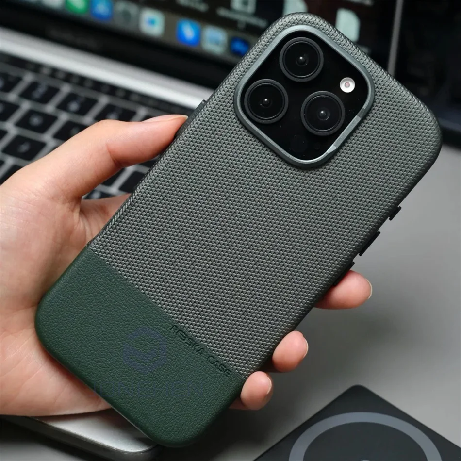 Luxury Hit Color Wireless Charge For MagSafe Premium Leather Case For iPhone 17 16 15 14 13 Pro Max Alloy Lens Shockproof Cover