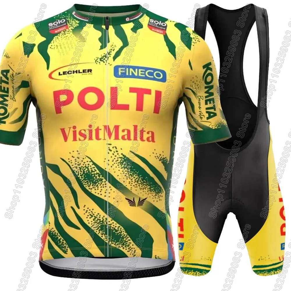 Team Polti Visitmalta 2026 Cycling Jersey Set Mens Italy Kometa Clothing Road Bike Suit Mountain Bicycle Shirt Bib Shorts MTB