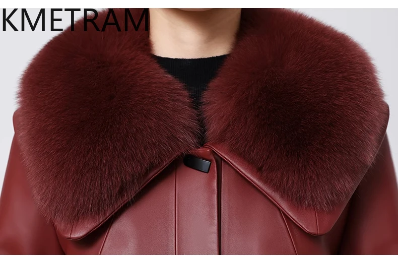 White Duck Down Coats Women 100% Sheepskin Burgundy Puffer Jacket Woman Winter Fox Fur Collar Coat Ladies Clothes 2025 пуховик