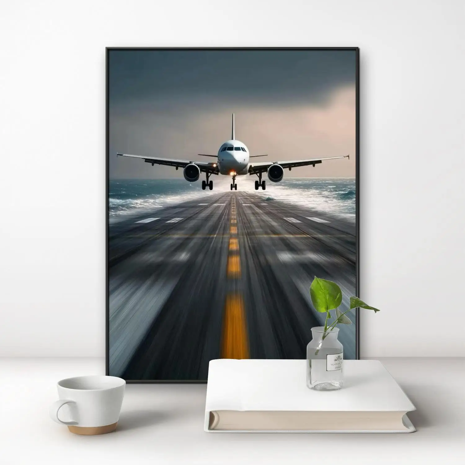 Airliner and scenery 5D Diamond Painting Passenger Aircraft Takeoff and landing DIY Diamond Embroidery Room Home Wall Decor Gift