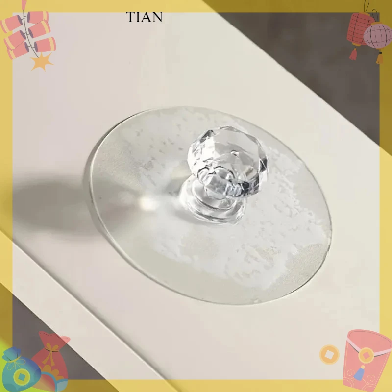 TIAN  Transparent Crystal Door Knobs Drawer Cabinet Door Knobs Handles Self-adhesive Handle with Hook Function Door Wall Decor