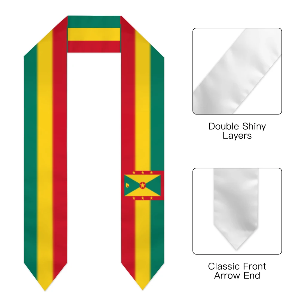 Graduation Sash Grenada Flag scarf Shawl Stole Sapphire Blue with Star Stripe Bachelor Gown Accessory Ribbon 180*14cm