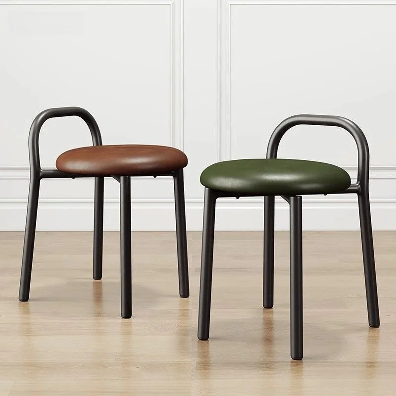 Soft Round Stool Modern Dining Chair Makeup Stool Creative Compact Footrest for Home Decor Barstools Metal Outdoor Chair Pratica