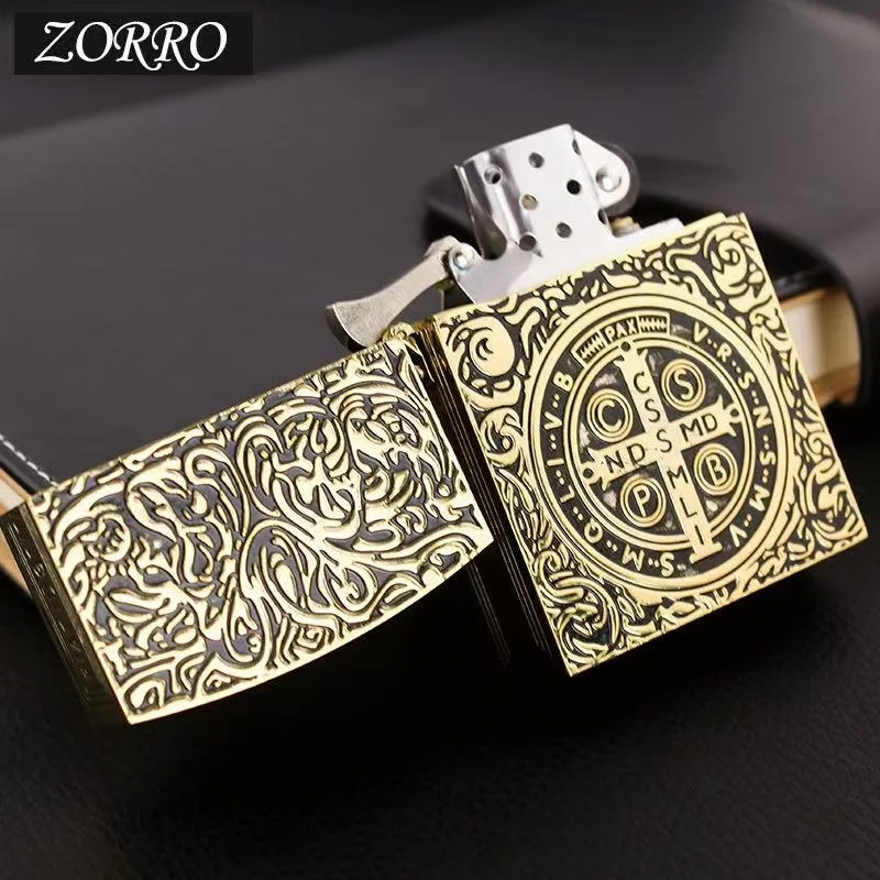 Zorro Z91178 Large Edition Constantine Copper Shell Kerosene Lighter Creative Helmet Windproof Lighter