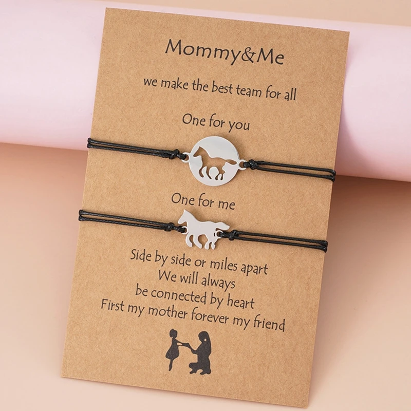 Mother Daughter Bracelets Set for Mommy & Me Matching Horse for Wish Bracelets Jewelry Gift for Mom Daughter Birthday