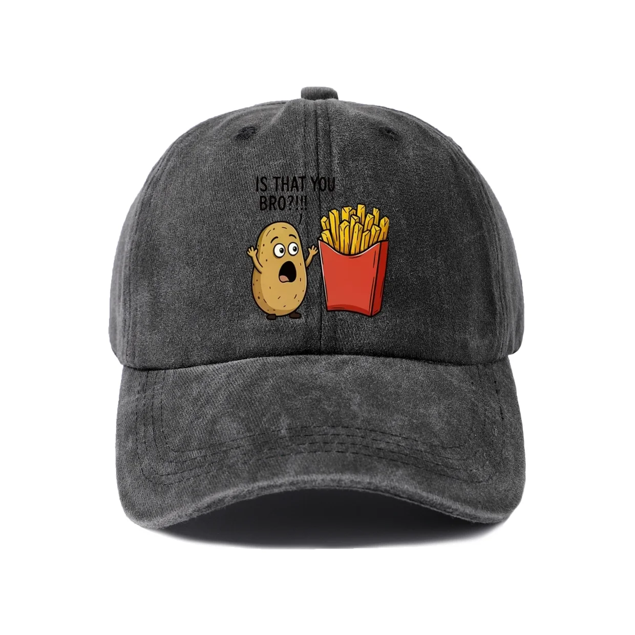 Avocado and Fries Friends Graphic Baseball Cap, Vintage Washed Adjustable Unisex Dad Hat, Casual Gift