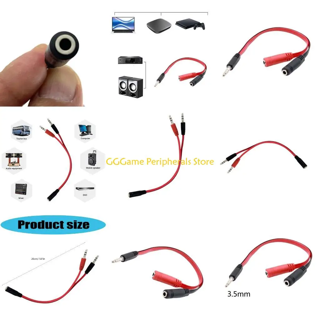 

U55B 3.5MM Headphone and Microphone Adapter Cord 20CM Flat Cable 1 to 2 Splitter for Convenient Use