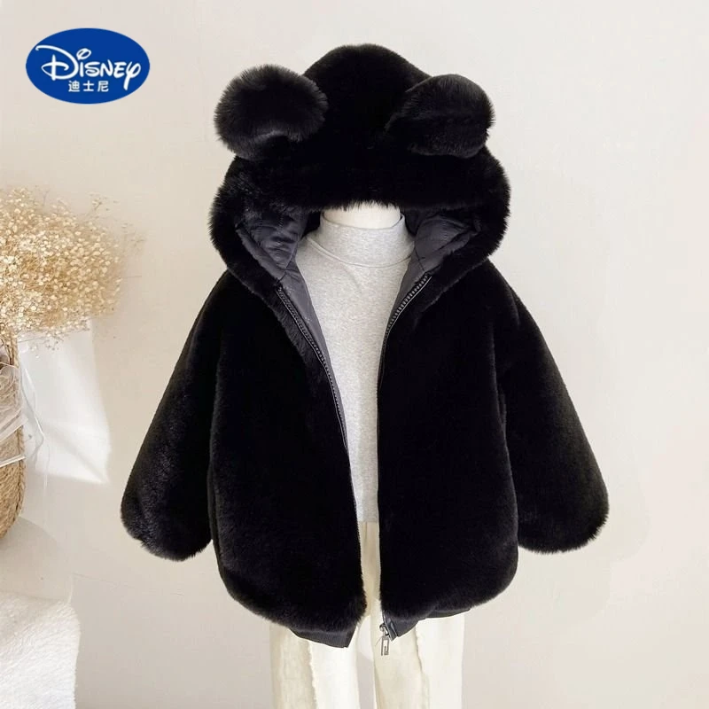 

Disney Kids' Faux Beaver Fur Coat 2025 | Plush Lined Thick Cotton Jacket for Boys & Girls, Warm Winter Outerwear