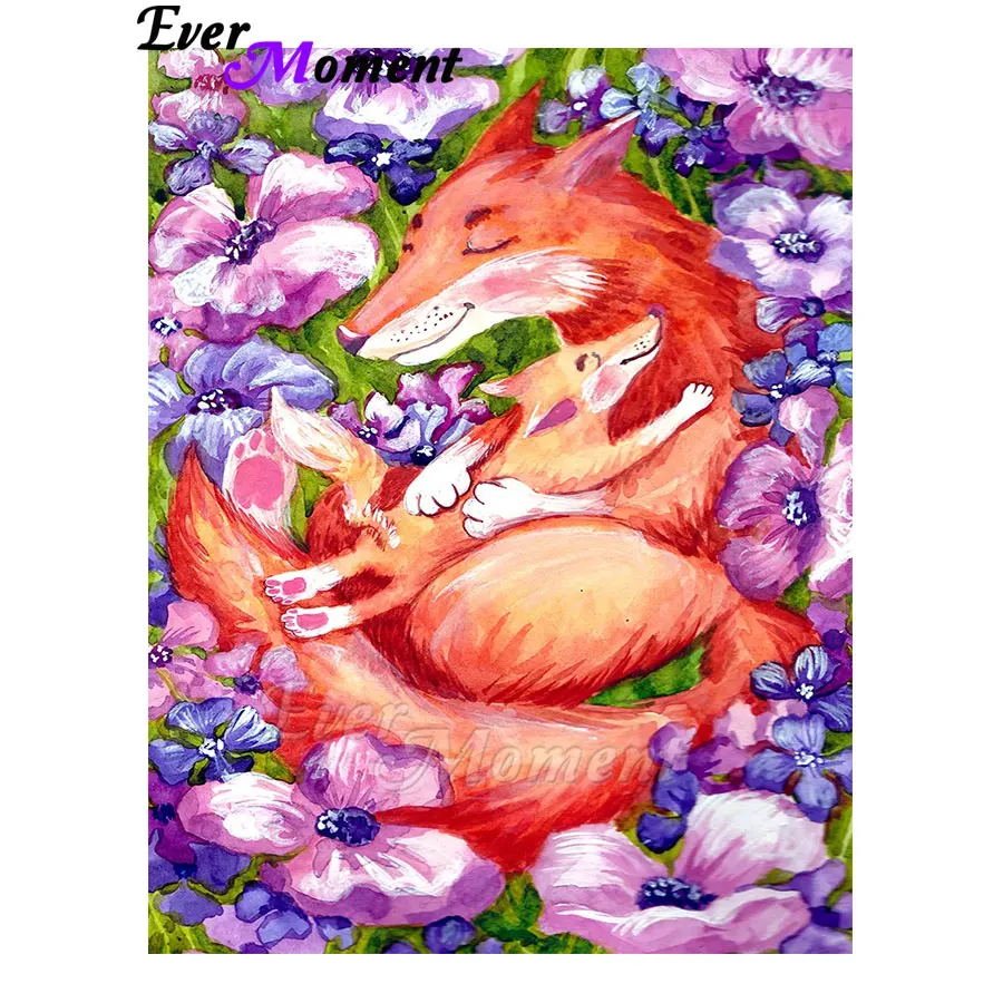 

Fox and Flower Full Drill Diamond Paintings 5D Paint with AB Fairy Dust Diamonds Pictures Gem Art Painting Kits ASF3056