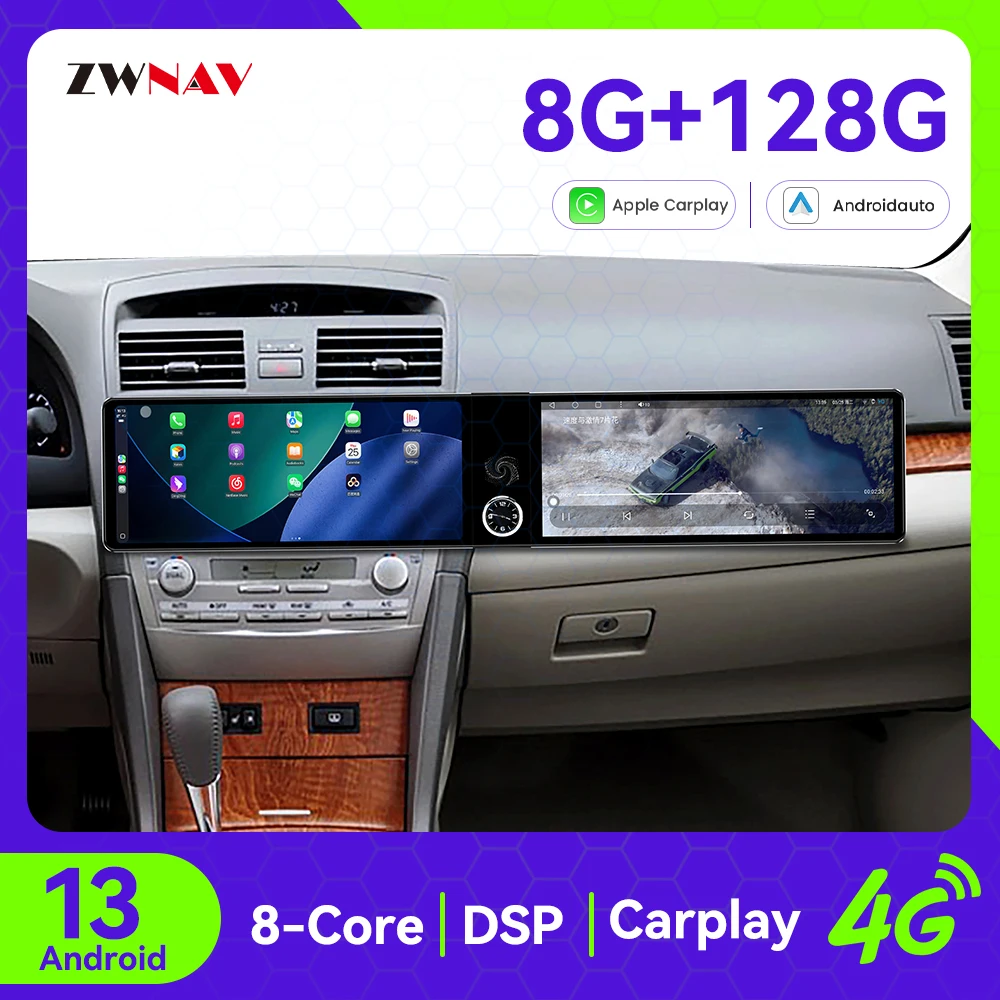 Android 13 CarPlay Car Radio 24.6 inch Touch Screen For Toyota Camry 2007-2011 GPS Navigation Multimedia Player Head Unit Auto