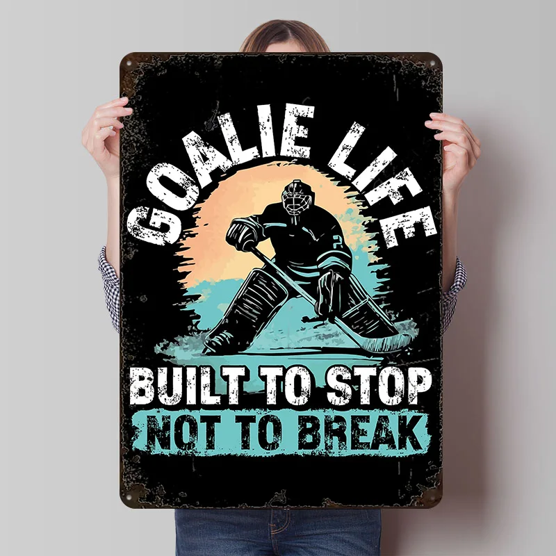 Ice Hockey Goalie Design Printed Posters Customizable Wall Art Retro Vintage Metal Tin Signs for Home Room Custom Plate Garden