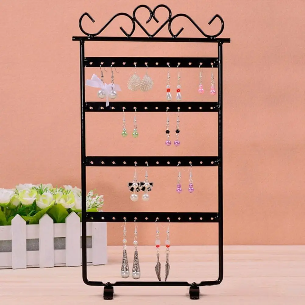 Jewelry Display Rack Iron 48 Holes Jewelry Display Holder Earrings Ring Necklace Watch Jewelry Display Stand Shelf