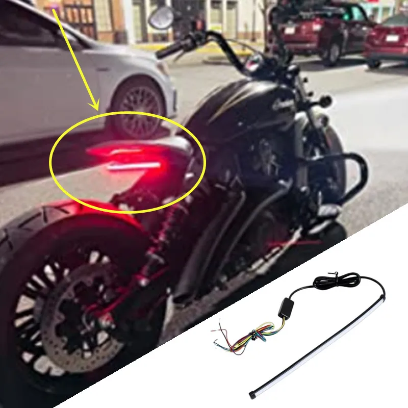 

20CM 30CM 45CM 60CM Motorcycle Turn Signal Light Strip Moto Sequential Switchback Flowing Turn Brake Lights LED Taillight Stripe