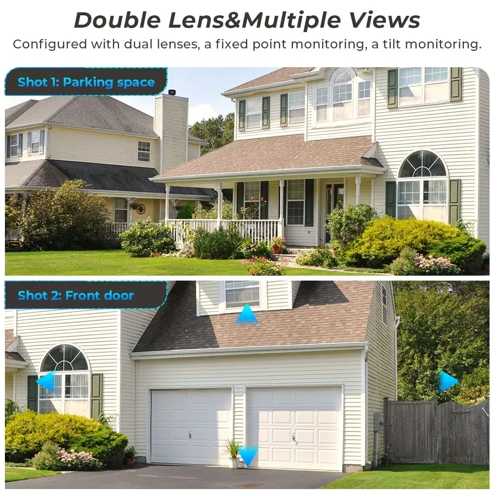 4K 8MP Dual Lens PTZ WIFI IP Camera Dual Screen Outdoor Ai Auto Tracking 4MP CCTV Security Surveillance Camera 2 Way Audio