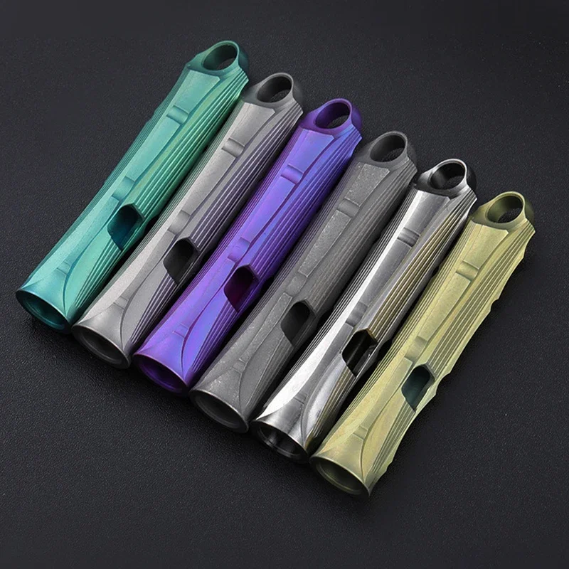 1PC Titanium Alloy Portable Outdoor Survival Whistle High Audio High Decibel Metal Pendant