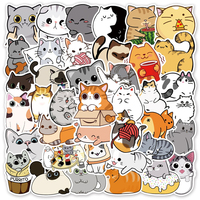 50PCS Cartoon Cute Cat Animal Personality Graffiti Creative Sticker Toy Skateboard Guitar  Computer Refrigerator Desk Decoration