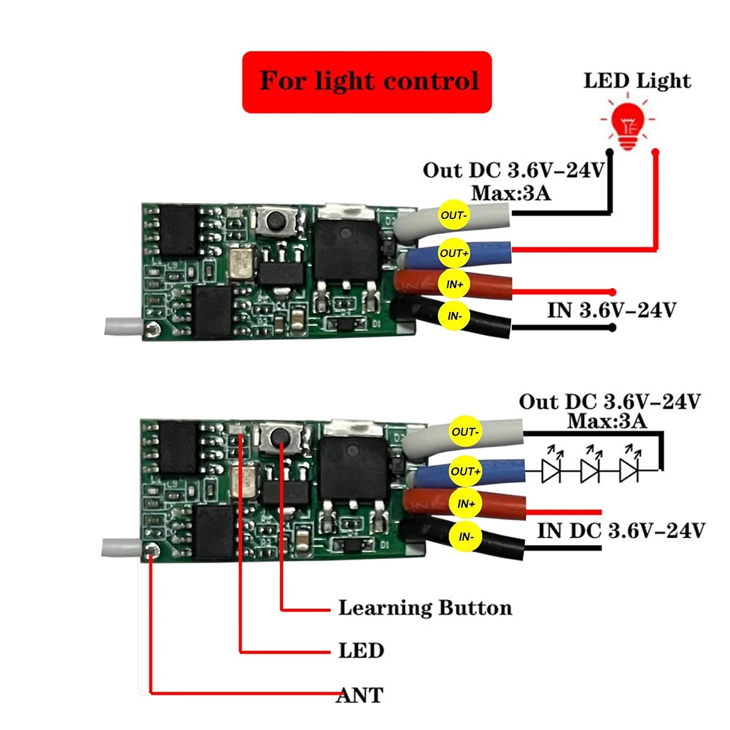 433 ميجا هرتز العالمي اللاسلكية RF التحكم عن بعد التبديل تيار مستمر 6 فولت 12 فولت 24 فولت 1CH قناة التتابع اللاسلكية آمنة RF مفاتيح التحكم عن بعد