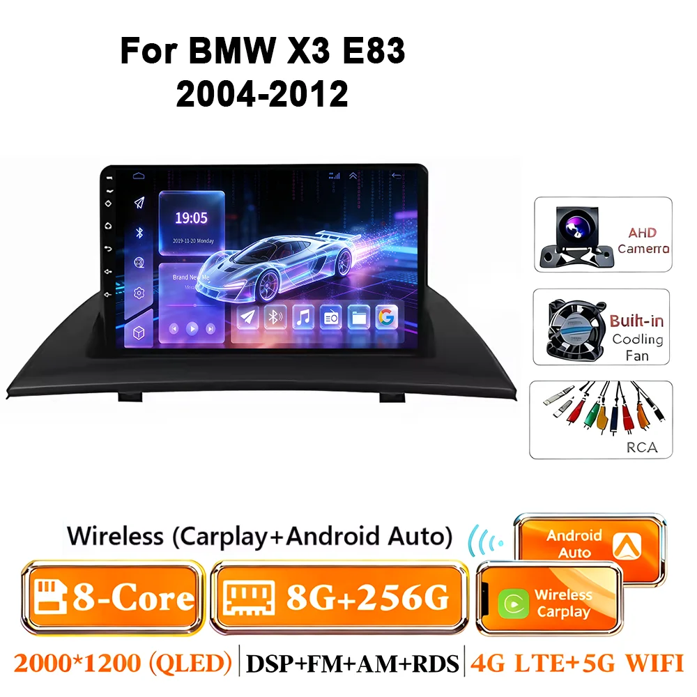 Android 17 autoradio voor BMW X3 E83 2004-2012 multimediaspeler GPS draadloze Carplay navigatiescherm monitor head unit stereo