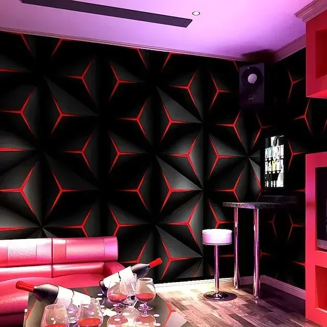 

Ktv Decoration Wallpaper 3D Three-dimensional Plane Geometric Pattern Theme Box Background Wallpaper Mural Wallpaper