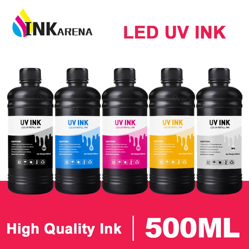 INKARENA 500ML UV Ink for Flatbed Printer Used in EPSON DX5 DX7 DX11 TX800 XP600 L1800 L805 R1390 Printhead