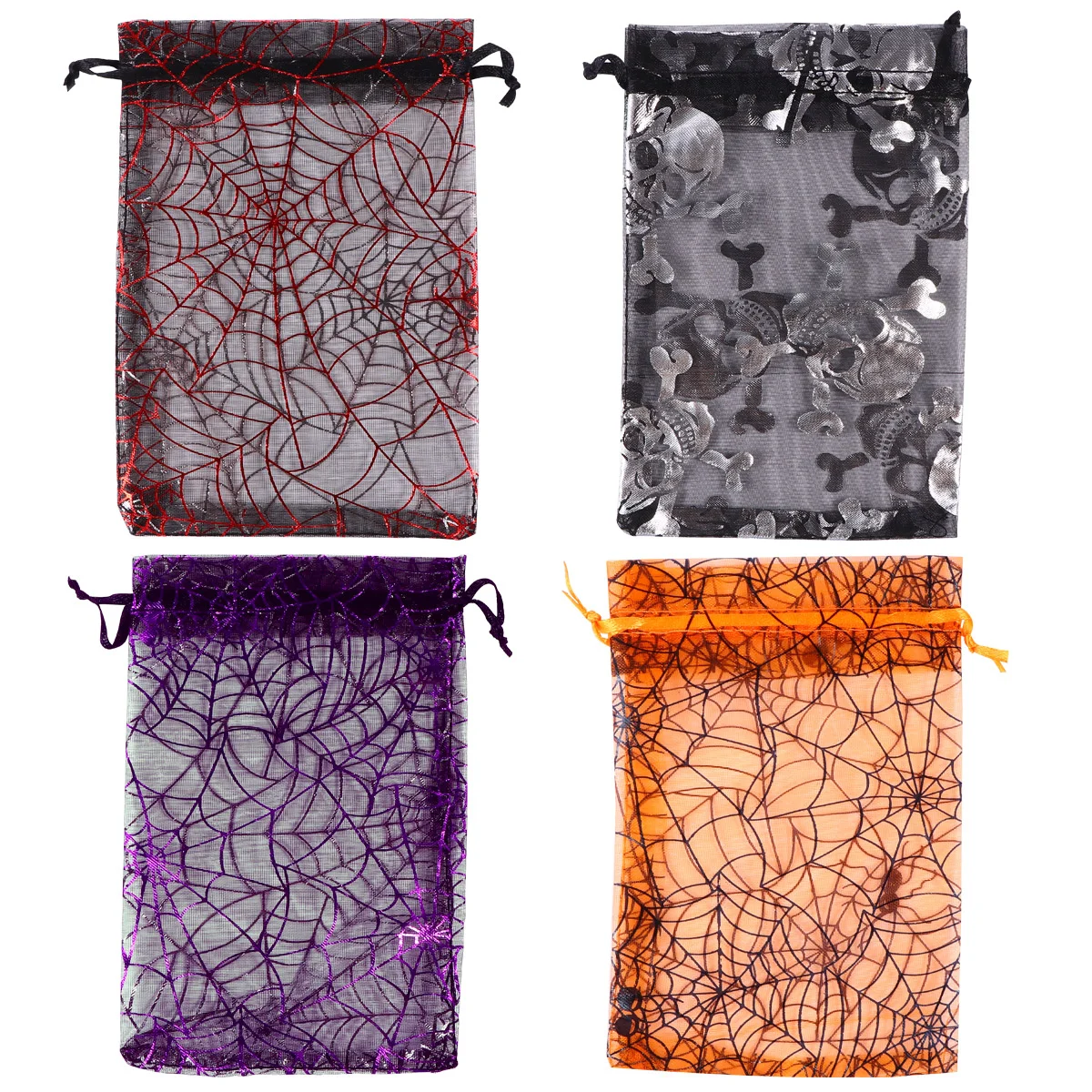 50 Pcs Spider Web Gauze Bag Candy Bags Drawstring Small Gift Pouches Bundle Pocket Organza Child