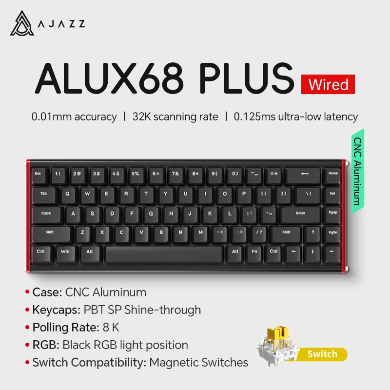 AJAZZ AK680 MAX Mechanische Tastatur HE Hall-Effekt-Schalter 60 % 8k/1K RGB Wired/Wireless Gaming Rapid Trigger Magnetische Tastatur 10