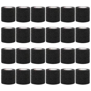 Kindmax – bandage auto-adhésif noir, 24 rouleaux, bande de doigt enveloppante Non tissée élastique et respirante pour le sport, pour les premiers secours du poignet et de la cheville