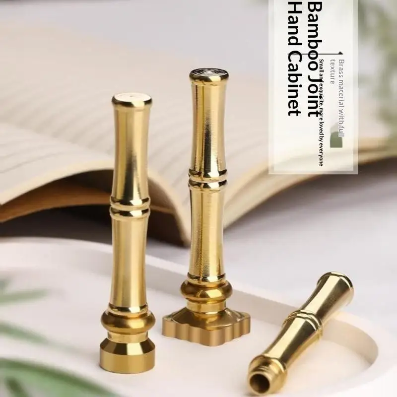 65mm Bamboo Stamping Handle Wax Sealing Copper Pattern Holders For Christmas Wedding Gift Card Making
